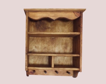 Solid Pine Cottage Shelving Unit with Pegs | Wall Mounted Kitchen Cabinet | s98