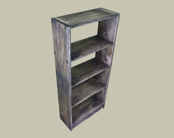 Handmade Solid Pine Freestanding Bookshelf - 5 Shelf Rustic Wooden Shelving | c12