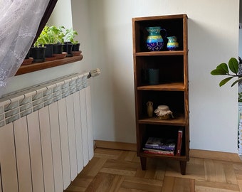 Handmade Solid Pine Bookshelf | Freestanding Display Cabinet with Carrot Legs | ALEX