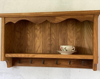 s102 Kitchen open cabinet with mug's hooks made of solid hardwood