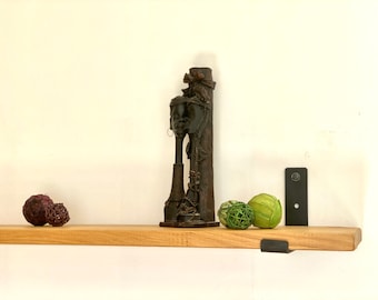 Handmade Solid Oak Shelf | Rustic Hanging Brackets, Modern Timber | m7 2.8x16cm