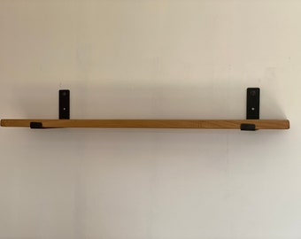 Handmade Rustic Pine Shelf | Black Iron Hanging Brackets | m15 2.8 x 22cm