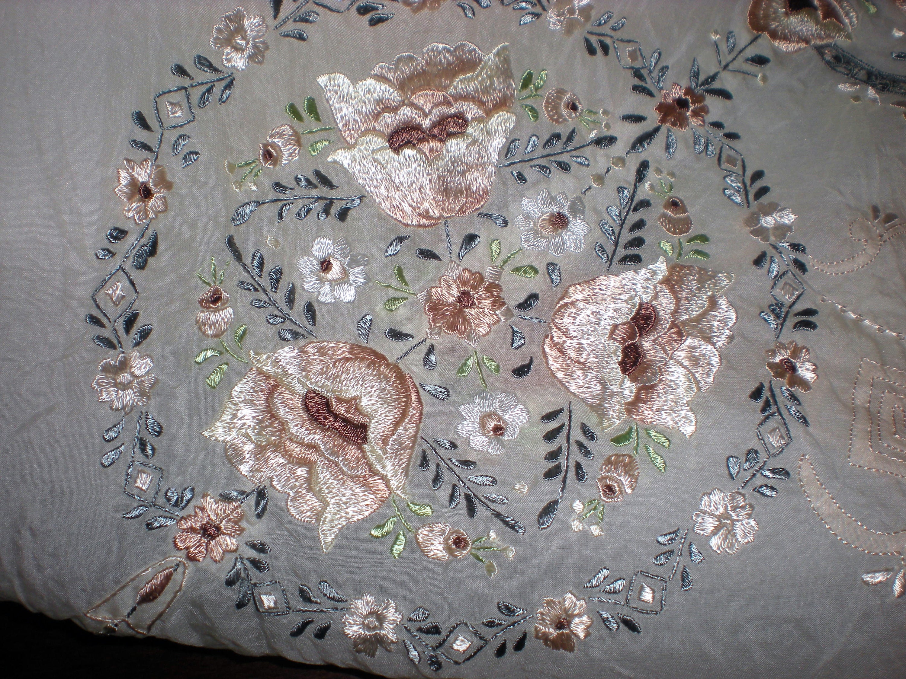 koud antwoord Pastoor Vintage Bloemen hand geborduurd rond Organza Tafelkleed 178 cm - Etsy België