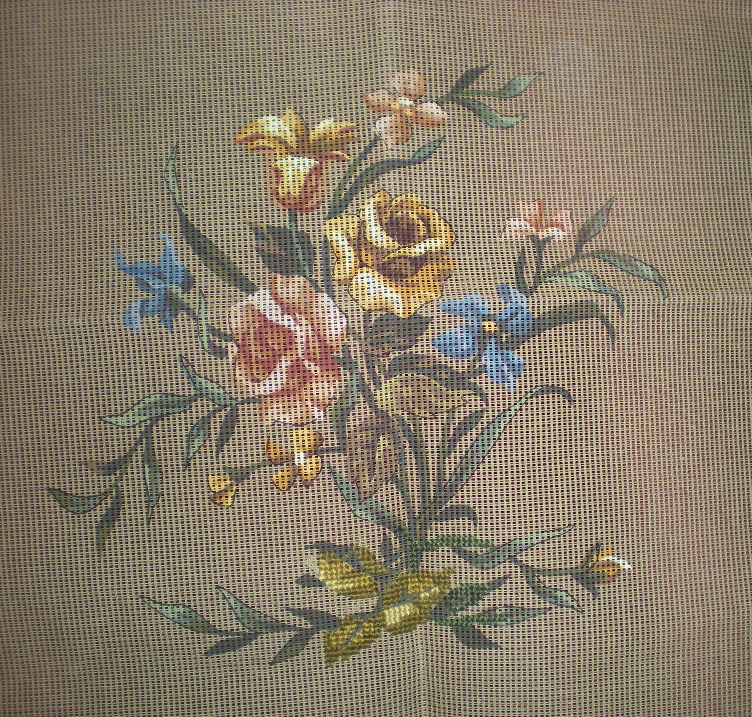 Vintage Rose Floral tapestry hand painted canvas Etsy