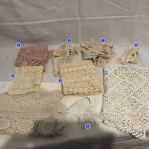 Vintage Doilies Tafel Runner Gehaakte Kant Geborduurd Traditionele Griekse Handgemaakte partij van 9