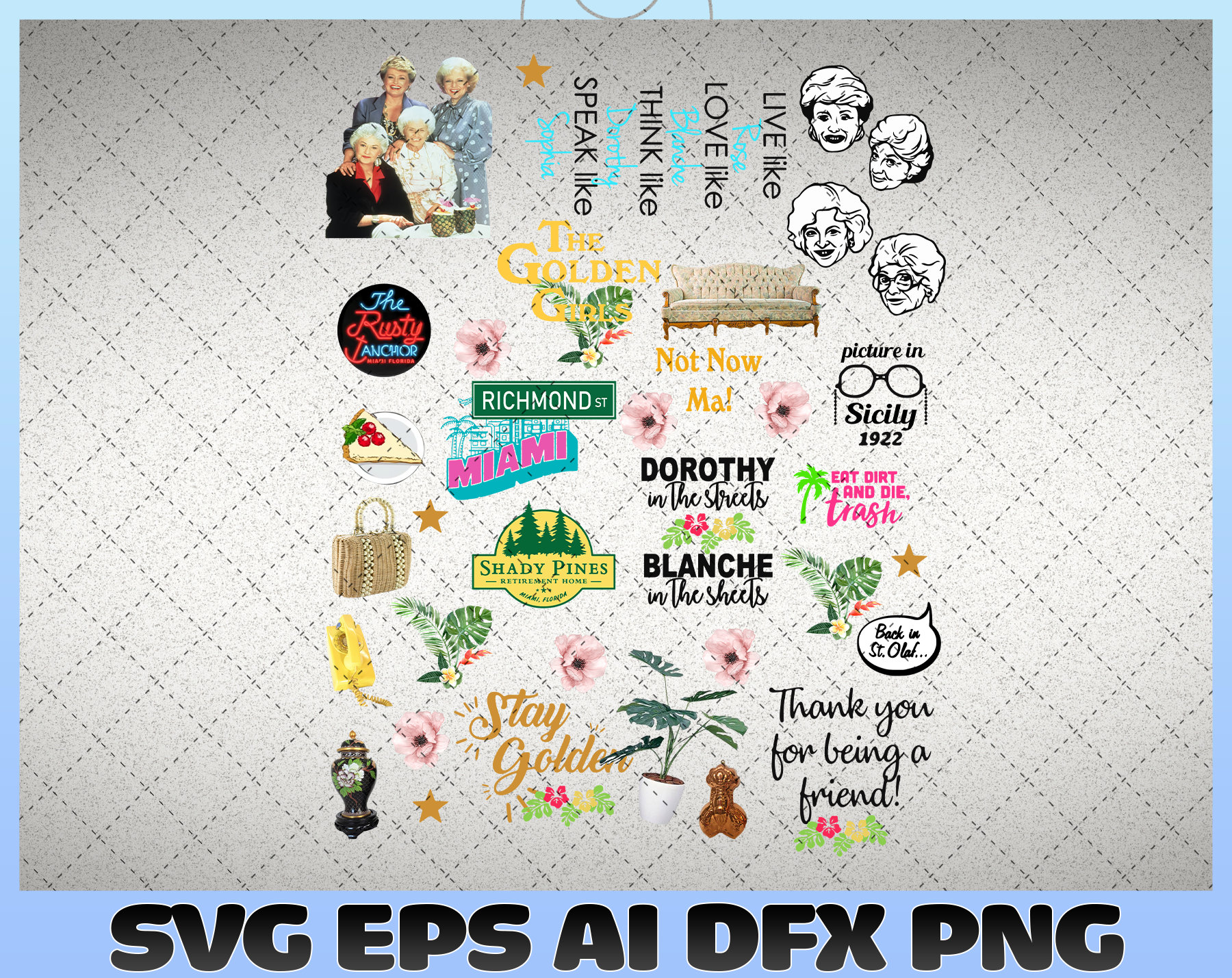 The Golden Girls Png Golden Girls Art Golden Girls Shirt | Etsy