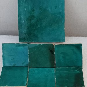 Handmade Moroccan zellige tileturquoise ,traditional tile for kitchen, bathroom, outdoor ,5×5cm ,10×10cm .