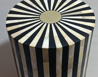 Handmade Moroccan resine and wood table with bone inlay, unique side artisan side table , custom  sizes and colors