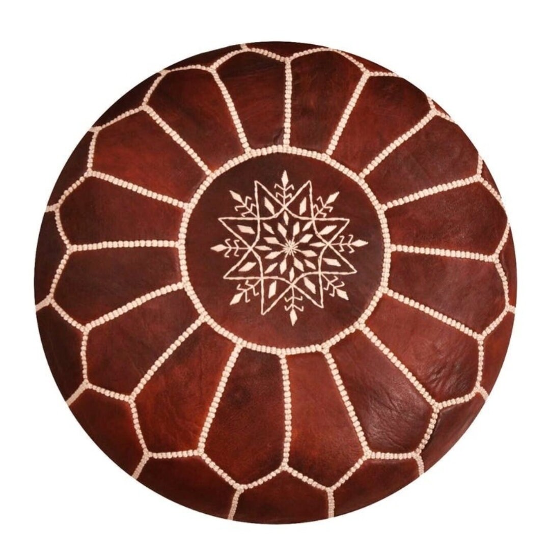 Pouf Marocain Pouf En Cuir Marocain Ottoman Pouf Fait à La Etsy