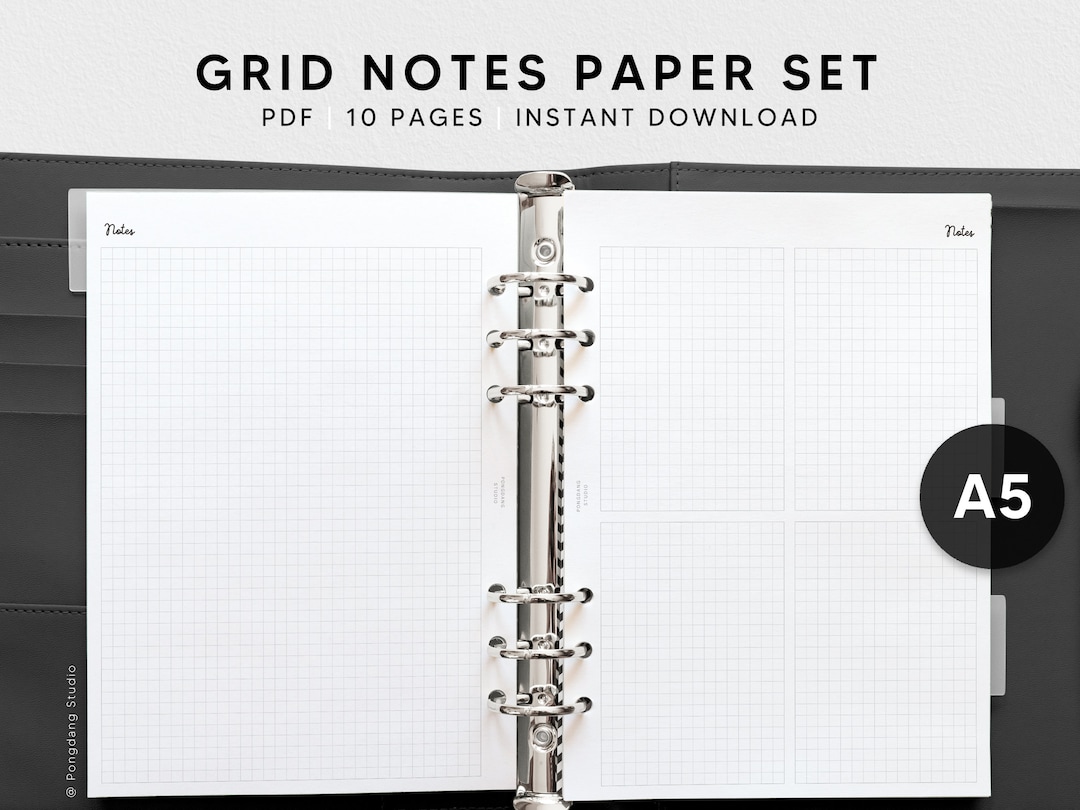 Grid Notes Paper Set A5 Printable Planner Inserts Simple - Etsy