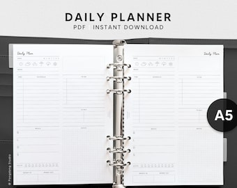 Daily Planner Sheet | A5 Printable Inserts | Undated Day Schedule Template | Simple Daily Agenda | DO1P Journal Page PDF | Instant Download
