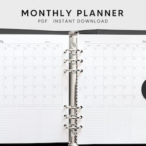Monthly Planner | A5 Printable Inserts | Simple Blank Calendar Template | MO1P Monthly Organizer Sheet PDF | Instant Download