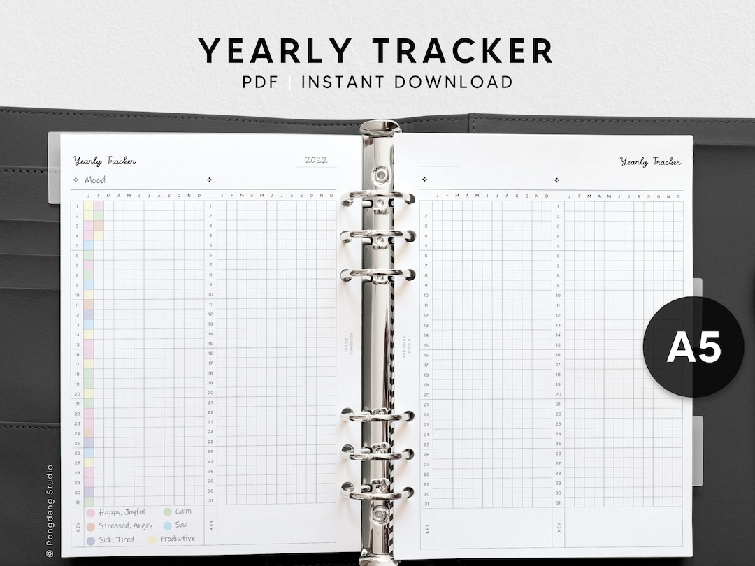 Yearly Tracker Sheet | A5 Printable Planner Inserts | A Year in Pixels ...