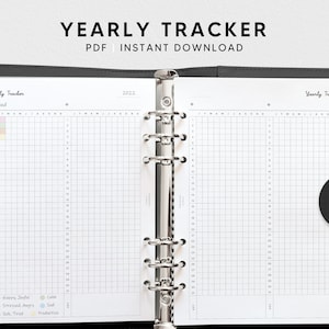 Yearly Tracker Sheet | A5 Printable Planner Inserts | A Year In Pixels Template | Tracking Mood Habit | Bullet Journal | Instant Download