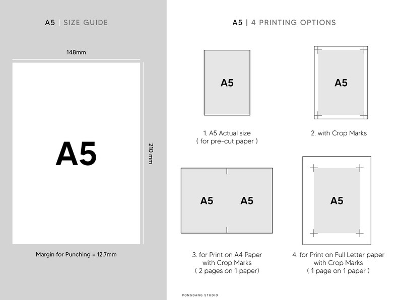 Grid Notes Paper Set A5 Printable Planner Inserts Simple - Etsy