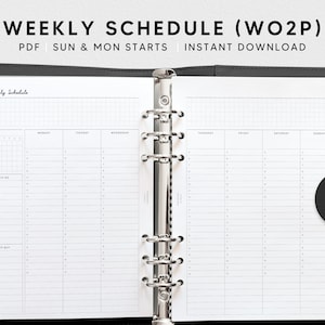 Weekly Schedule | A5 Printable Planner Inserts | Undated WO2P Organizer Template | Week at a glance | Undated Agenda PDF | Instant Download