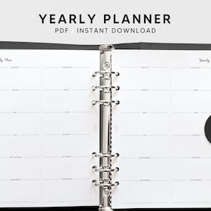 Undated Yearly Planner | A5 Printable Inserts | Simple Year Goal Organizer Template | Year at a glance PDF | Instant Download