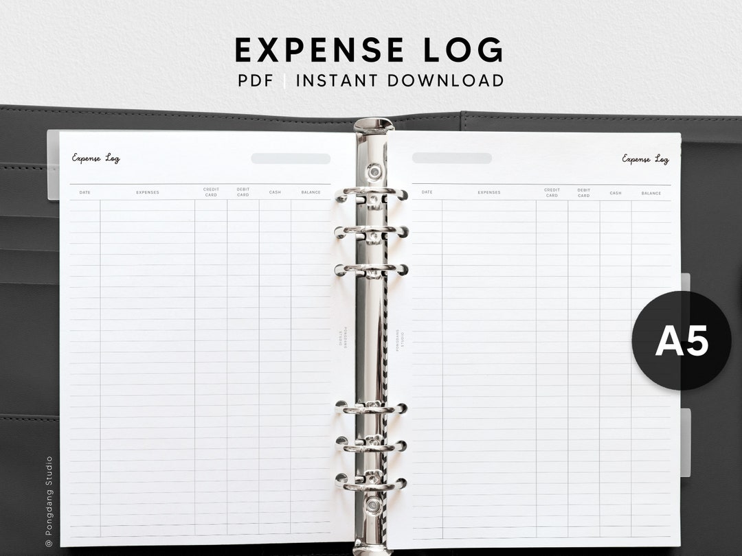 Expense Log | A5 Printable Planner Inserts | Money Spending Tracker ...