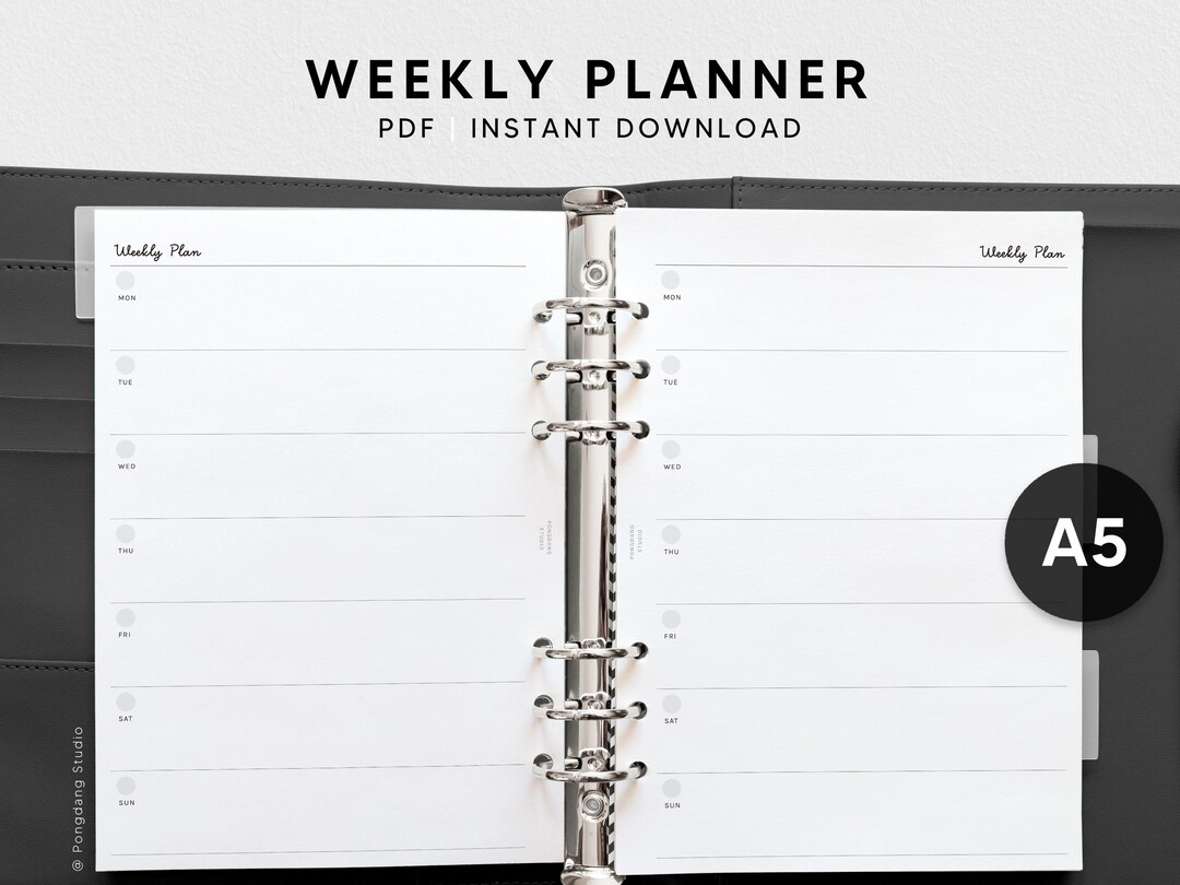 Weekly Planner | A5 Printable Inserts | Simple Undated WO1P Sheet ...