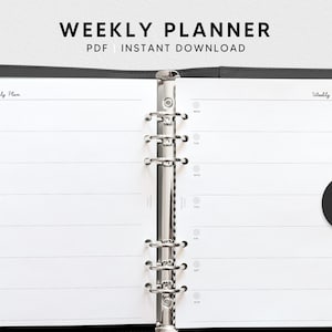 Weekly Planner | A5 Printable Inserts | Simple Undated WO1P Sheet Template | Productivity Organizer PDF | Instant Download