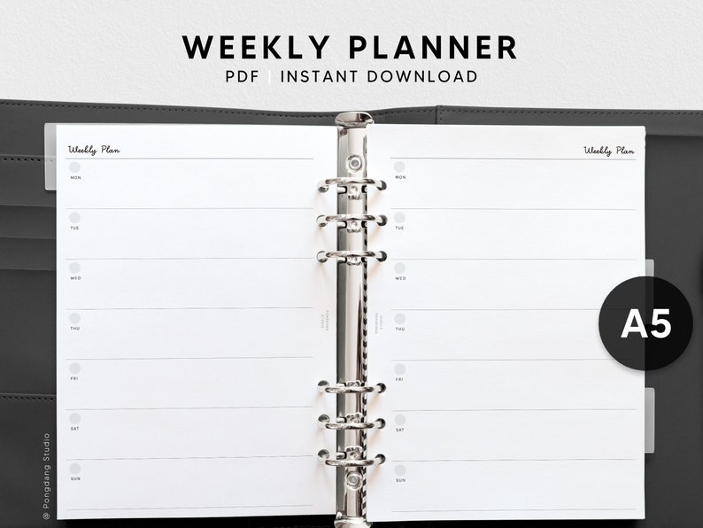 Weekly Planner | A5 Printable Inserts | Simple Undated WO1P Sheet ...