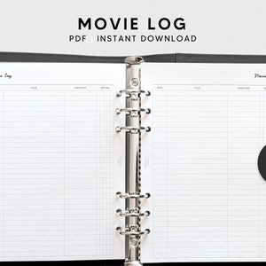 Movie Log Sheet | A5 Printable Planner Inserts | Simple Film Tracker Template | Cinema Review Journal | Film List PDF | Instant Download