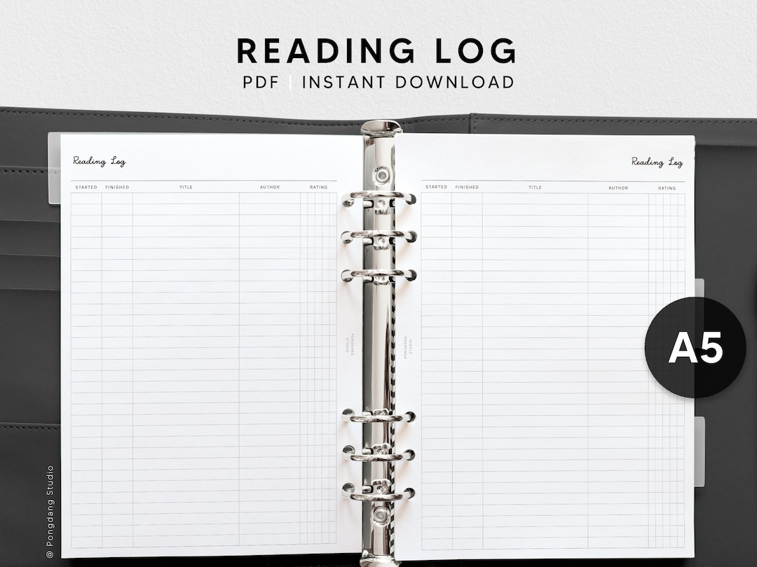 Reading Log | A5 Printable Planner Inserts | Book Tracker Template ...