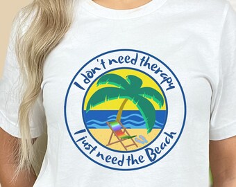 Beach Therapy Graphic T-Shirt, Funny Summer Unisex Tee