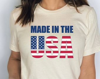 USA Flag Graphic T-Shirt, Made in USA, Patriotic Tee