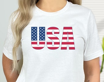 USA Flag Graphic T-Shirt, Patriotic Retro Style, Unisex