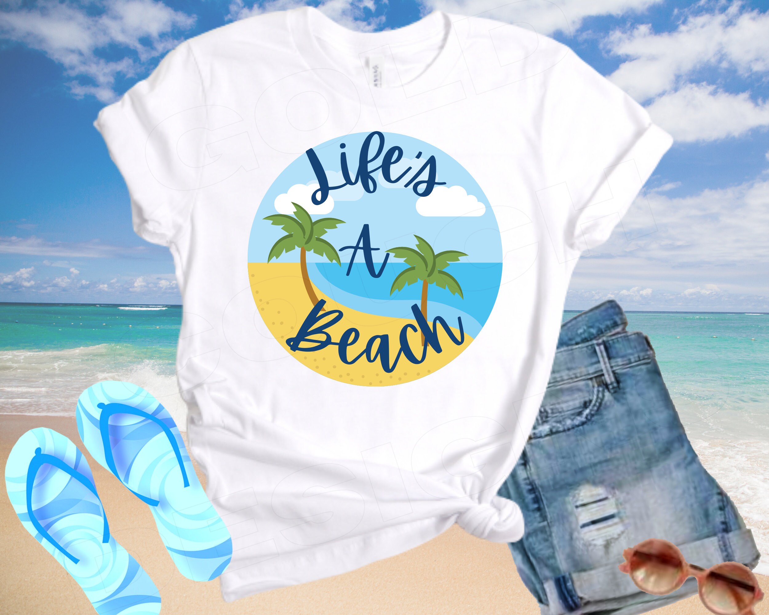 Life's A Beach Summer Graphic T Shirt Cute Fun Classic - Etsy UK