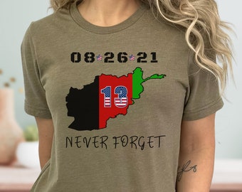 Never Forget Afghanistan Graphic Tee, 13 Fallen Troops, Unisex Military T-Shirt