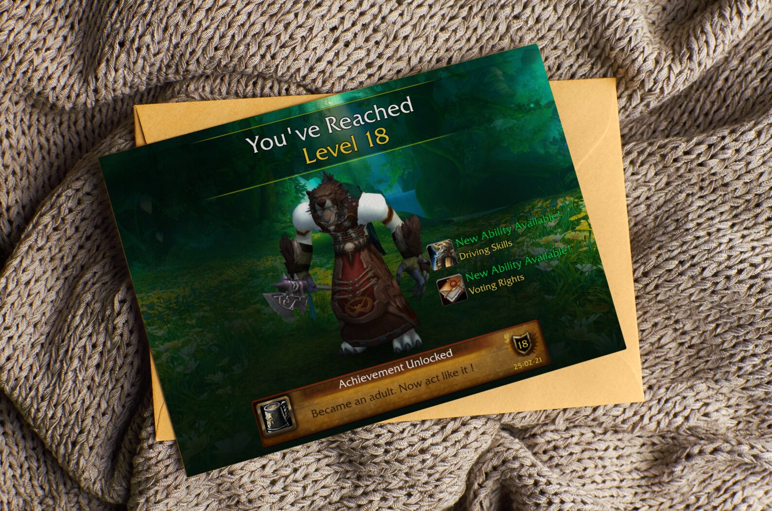 World of Warcraft Birthday Card Level Up The perfect card Etsy