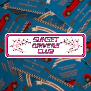 Bumper Stickers ¬ Slaps ¬ JDM ¬ Car Enthusiast Sticker ¬ Cherry Blossom ¬ Racing Flag by Sunset Drivers Club