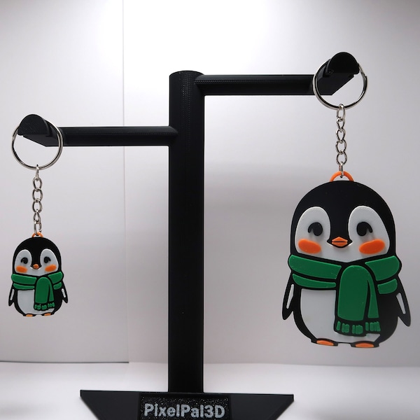 3D Penguin Keychain or Bag Charm | Two Sizes | 3D Printed Animal Hanger