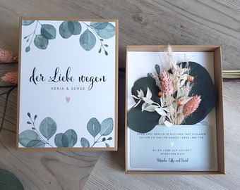 Geschenkschachtel zur Hochzeit | Strauß aus Trockenblumen | Hochzeitsgeschenk | Geschenkbox für Geld | Geschenk Hochzeit | personalisiert