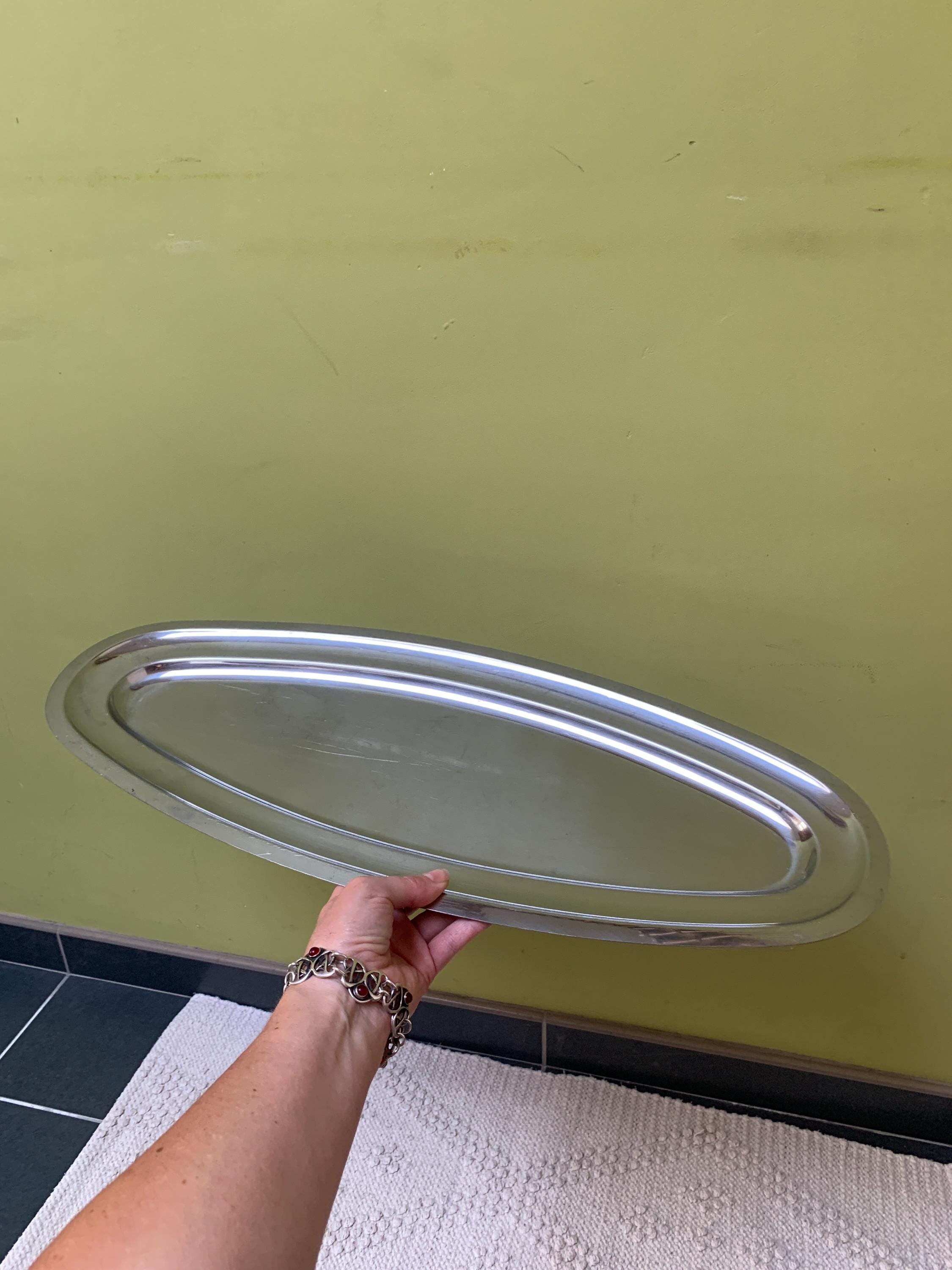 Oval Fish Serving Platter, Vintage Stainless Steel Platter for Serving ...