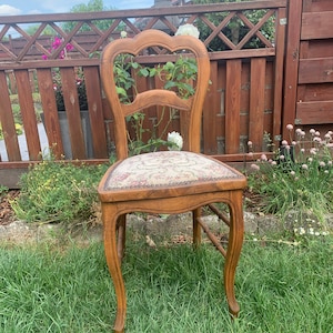 Antique romantic chair, antique floral chair, antique wooden chair with Louis-Philippe floral seat