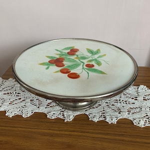 Vintage ceramic and metal cake stand, cake pedestal, cake display stand,