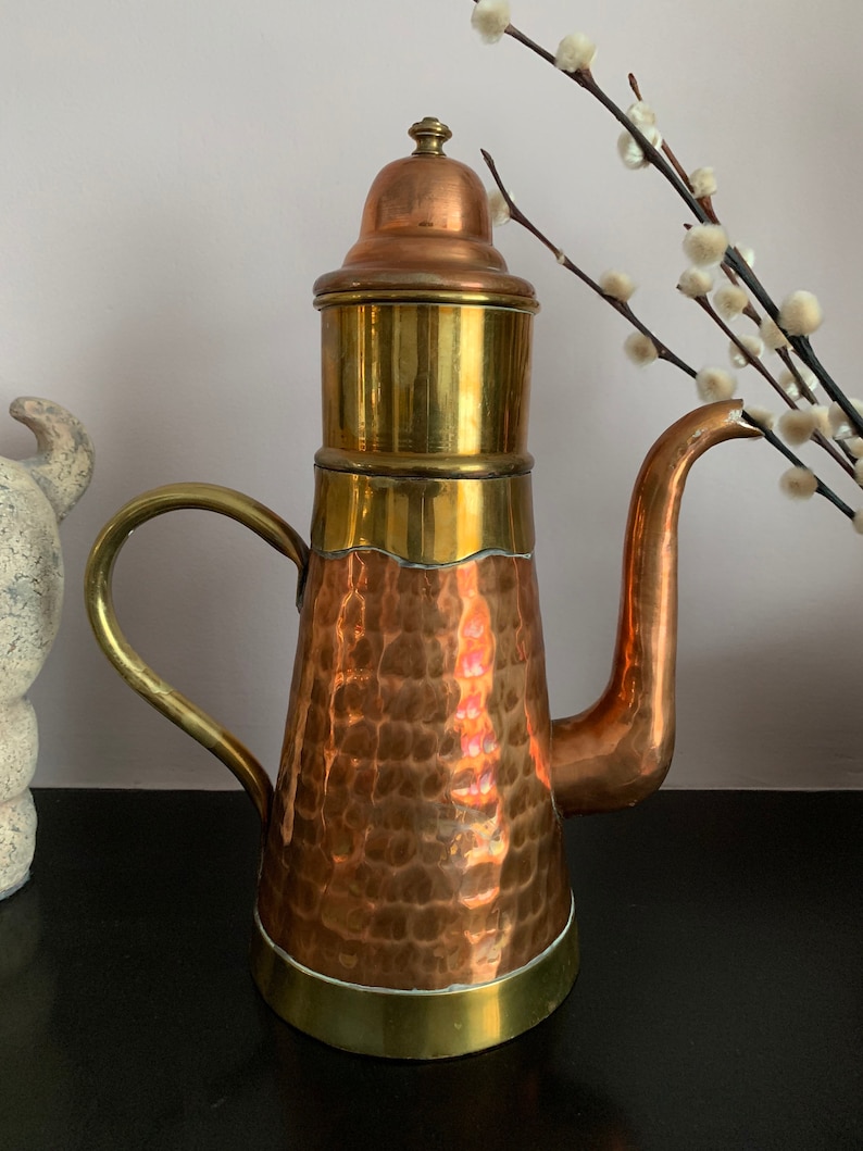 Vintage Copper Coffee Maker, Magnificent Boho, Eclectic Decorative Object, Coffee or Tea. Etsy