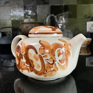 Hand painted earthenware teapot, Polish folk art, Polish teapot from Kolo polonge hand decorated