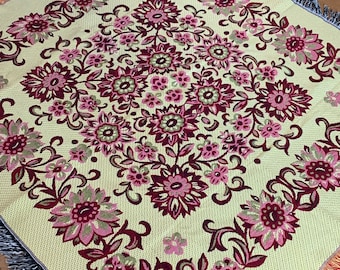 Thick woven Italian bedspread/throw, vintage antique decorative handmade jacquard bedspread.