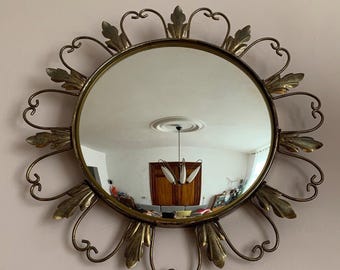 Vintage golden sun mirror, magnificent vintage golden witches mirror, vintage sun splendid mirror