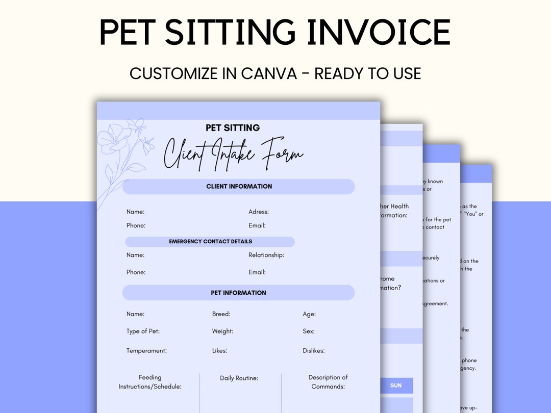 Pet Sitting Invoice Pet Sitter Agreement Pet Sitter Contract Pet Pet Sitting Invoice Pet Sitter Agreement Pet Sitter Contract Pet