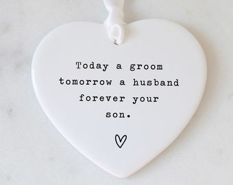 Mother of the Groom Gift from Son, Wedding Gift, Mother's Day Gift, Personalized, Keepsake, Ceramic Heart