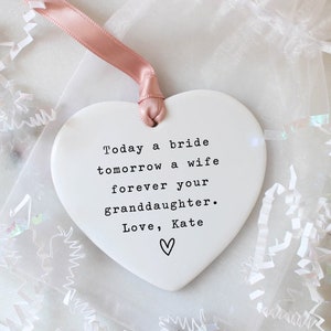 Grandmother of the Bride Gift, Grandparents, Wedding Gift, Mother's Day Gift, Personalized, Keepsake, Ceramic Heart