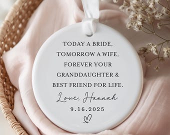 Regalo para la abuela de la novia, abuelos, regalo de bodas, regalo del Día de la Madre, personalizado, recuerdo, corazón de cerámica