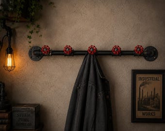 Industrial Pipe Coat Rack, Steampunk Wall Hooks, Handmade Entryway Coat Rail, Farmhouse Hallway Storage, Rustic Pipe Decor