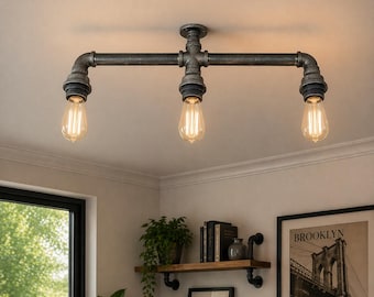 3 x E27 Lamp Ceiling light steam punk industrial style pipe lamp bar lighting home bar