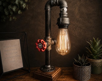 Industrial Steampunk Table Lamp – Bronze Metal Water-Pipe Design With Dual Switches, Vintage Desk Light